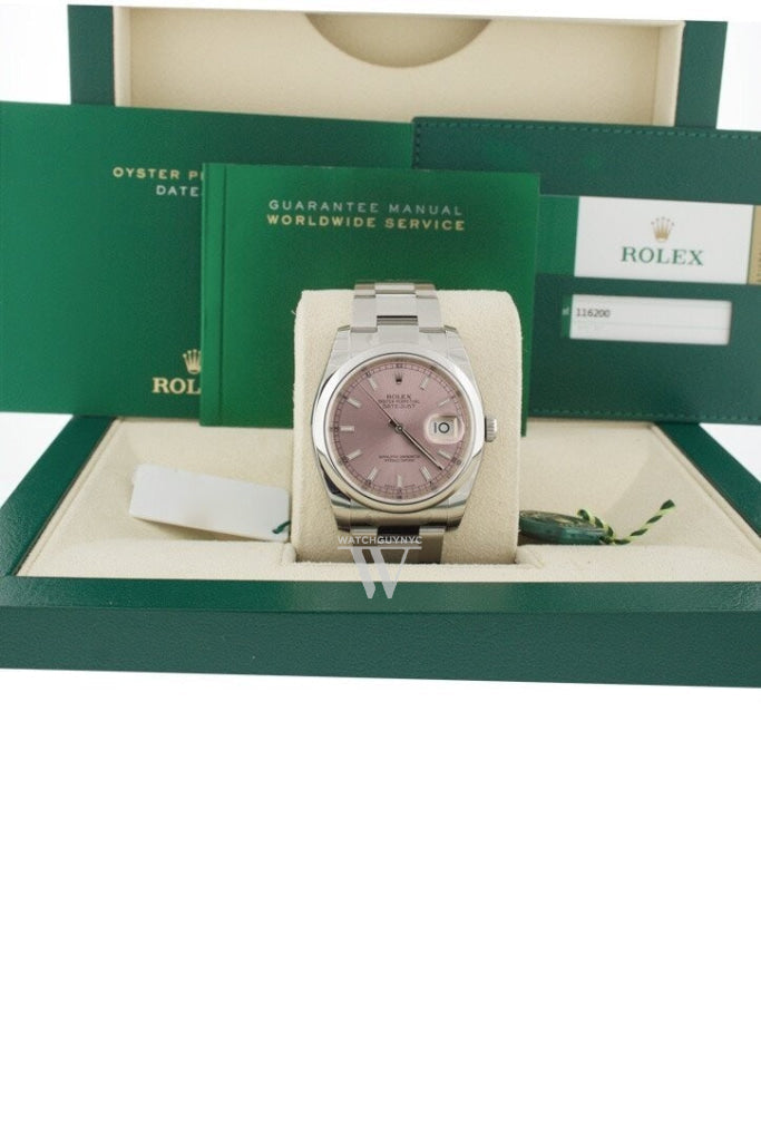 ROLEX Datejust 36 Pink Dial Stainless Steel Watch 116200 Pre-owned