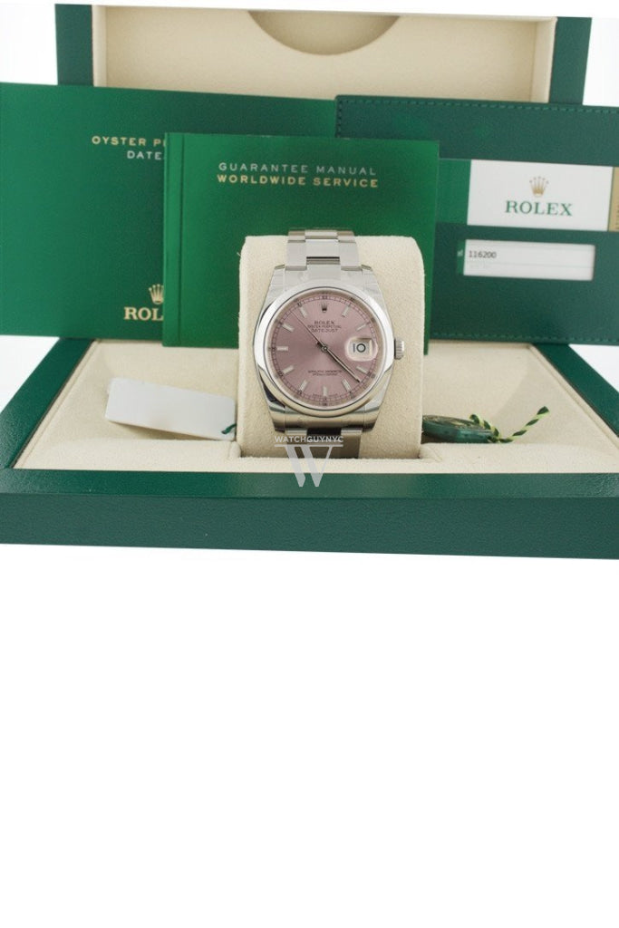 ROLEX Datejust 36 Pink Dial Stainless Steel Watch 116200 Pre-owned