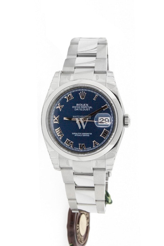 ROLEX Datejust 36 Blue Roman Dial Stainless Steel Watch 116200 Pre-owned