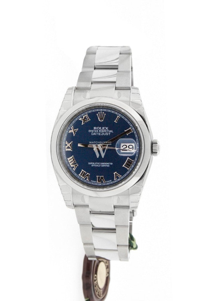 ROLEX Datejust 36 Blue Roman Dial Stainless Steel Watch 116200 Pre-owned