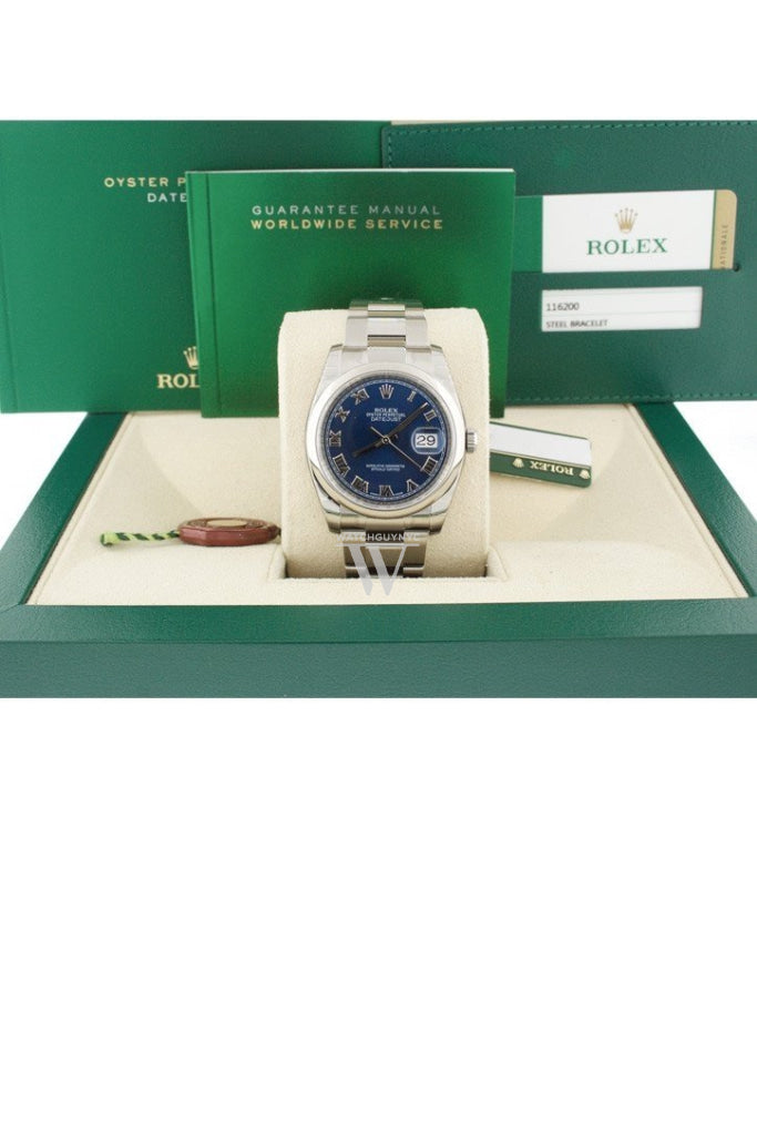 ROLEX Datejust 36 Blue Roman Dial Stainless Steel Watch 116200 Pre-owned