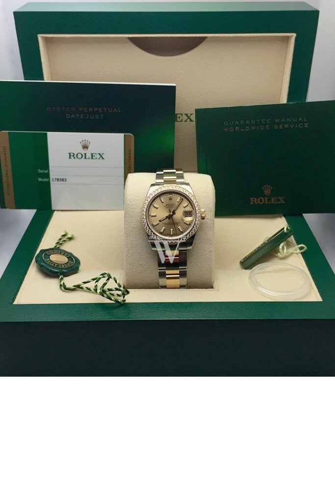 ROLEX Datejust 31 Champagne Dial 18k Yellow Gold Ladies Watch 178383 Pre-owned