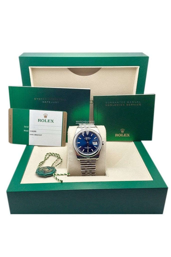 ROLEX Datejust 36 Blue Dial Steel Men's Watch 116200 Pre-owned