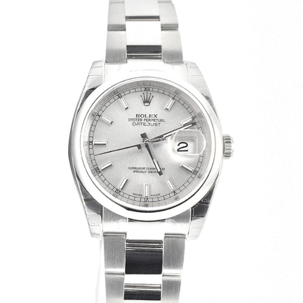 ROLEX Datejust 36 Silver Index Dial Steel Mens Watch 116200 Pre-owned