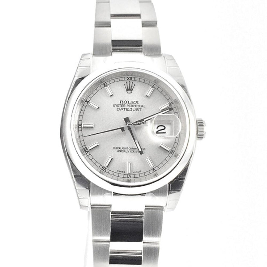 ROLEX Datejust 36 Silver Index Dial Steel Mens Watch 116200 Pre-owned