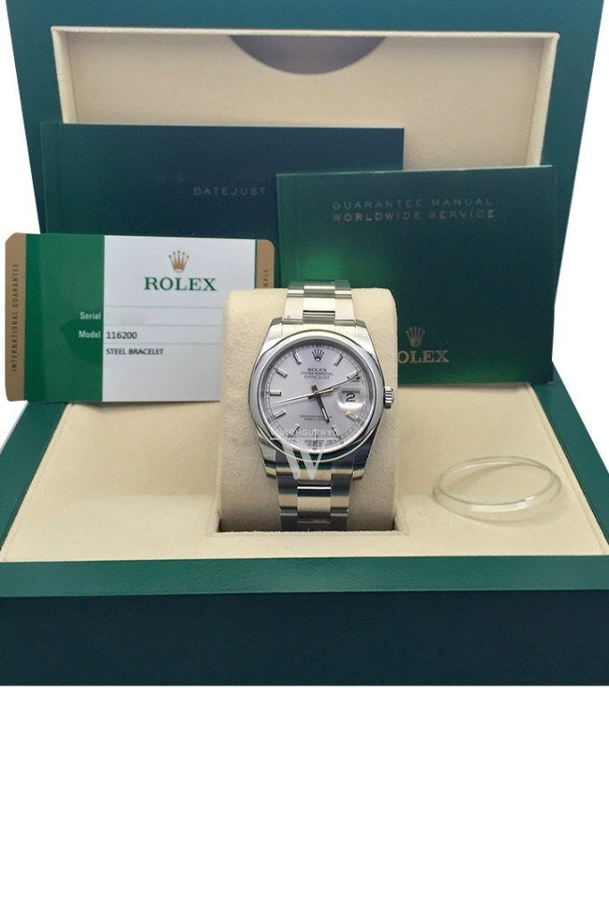 ROLEX Datejust 36 Silver Index Dial Steel Mens Watch 116200 Pre-owned