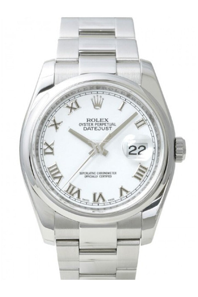 ROLEX Datejust 36 White Roman Dial Steel Mens Watch 116200 Pre-owned
