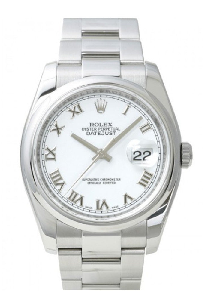 ROLEX Datejust 36 White Roman Dial Steel Mens Watch 116200 Pre-owned