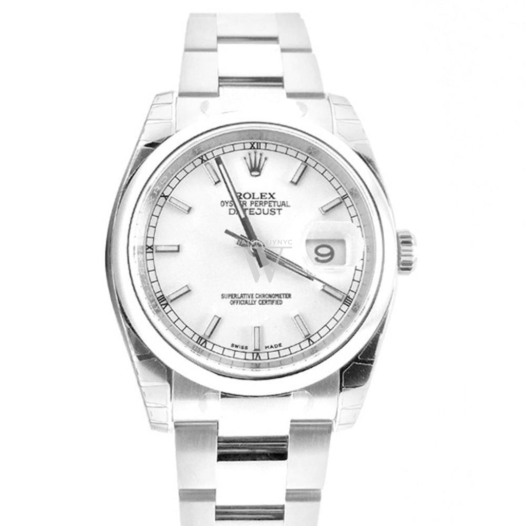 ROLEX Datejust 36 White Dial Steel Mens Watch 116200 Pre-owned