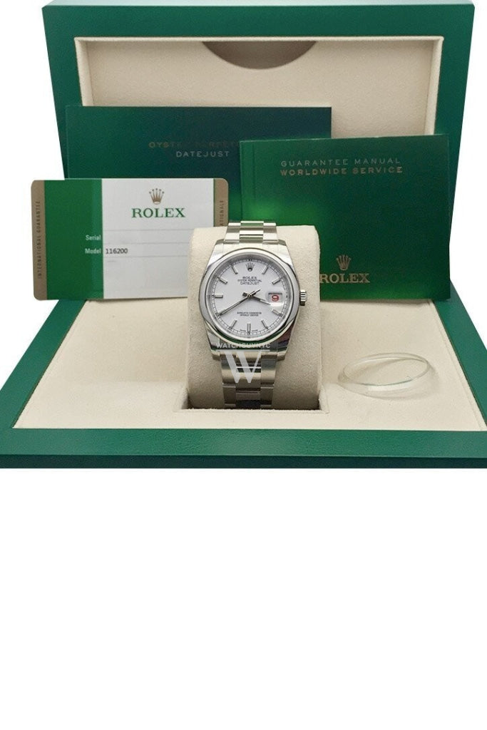 ROLEX Datejust 36 White Dial Steel Mens Watch 116200 Pre-owned