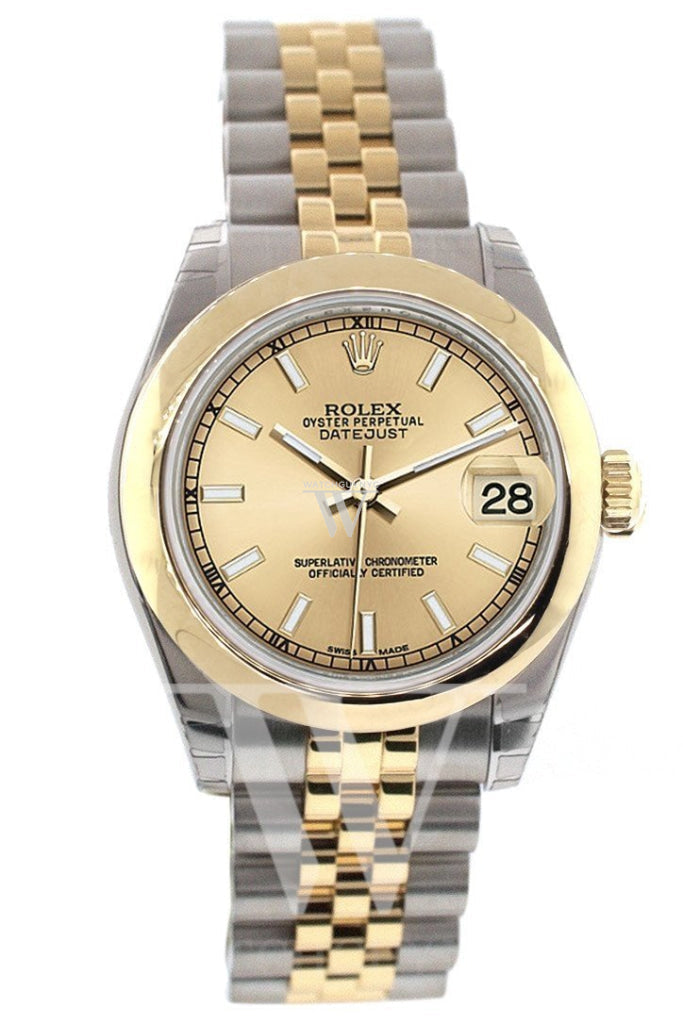 ROLEX Datejust 31 Champagne Dial 18k Yellow Gold Jubilee Ladies Watch 178243 Pre-owned