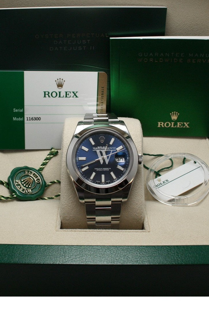 ROLEX Datejust II 41 Blue Dial Index Dial Steel Men's Watch 116300 Pre-owned