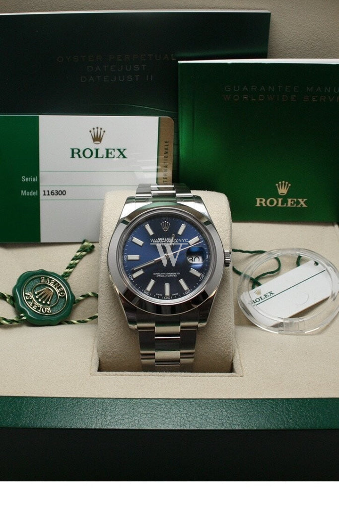 ROLEX Datejust II 41 Blue Dial Index Dial Steel Men's Watch 116300 Pre-owned