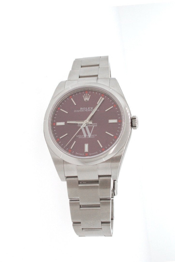 ROLEX OYSTER PERPETUAL 39 Red Grape Dial Steel Men's Watch 114300