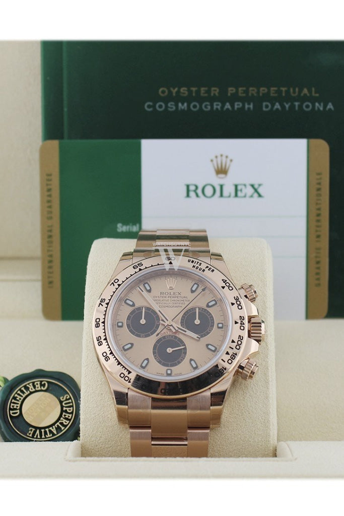 ROLEX Cosmograph Daytona 40 Pink and black Dial 18k Rose Gold Men's Watch 116505