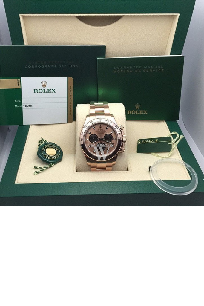 ROLEX Cosmograph Daytona 40 Pink and black Dial 18k Rose Gold Men's Watch 116505