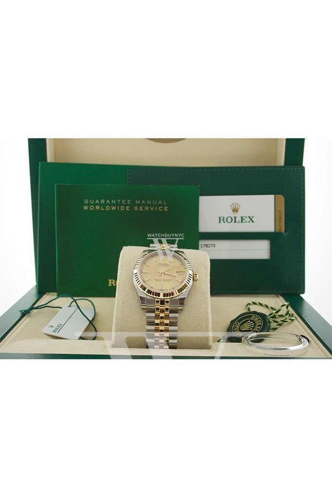 Rolex Datejust 31 Champagne Dial Fluted Bezel 18K Gold Two Tone Jubilee Ladies Watch 178273 Pre-owned