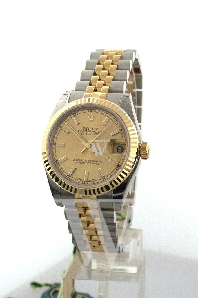 Rolex Datejust 31 Champagne Dial Fluted Bezel 18K Gold Two Tone Jubilee Ladies Watch 178273 Pre-owned