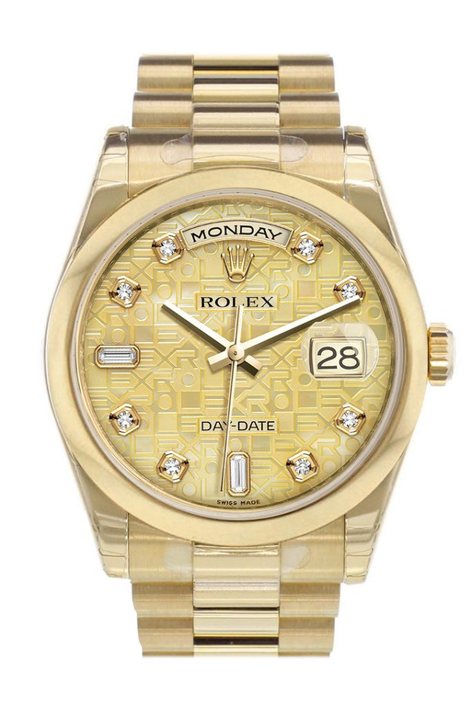 Rolex Day-Date 36 Champagne mother of pearl Jubilee Diamonds Dial President Yellow Gold Watch 118208