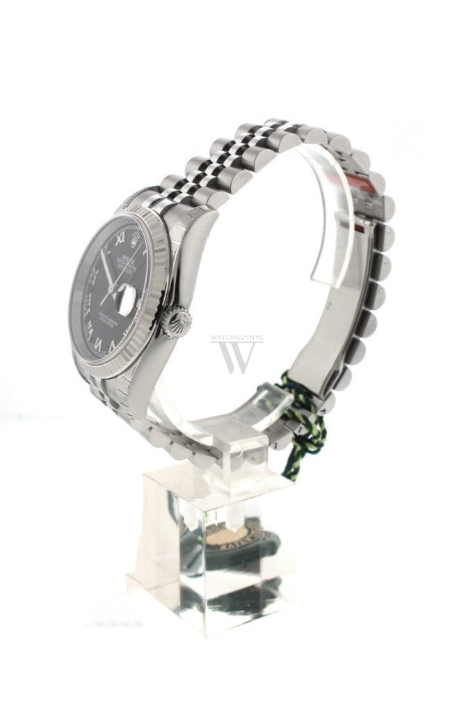ROLEX Datejust 36 Black Roman Dial Fluted Bezel Jubilee Men's Watch 116234 Pre-owned