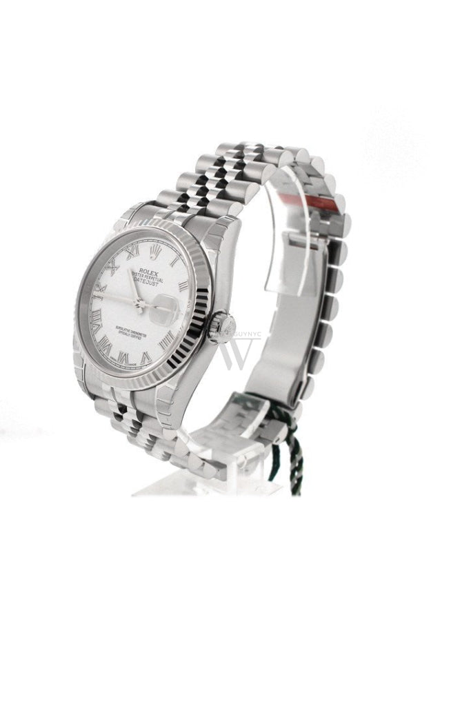 ROLEX Datejust 36 White Roman Dial 18k White Gold Men's Watch 116234 Pre-owned