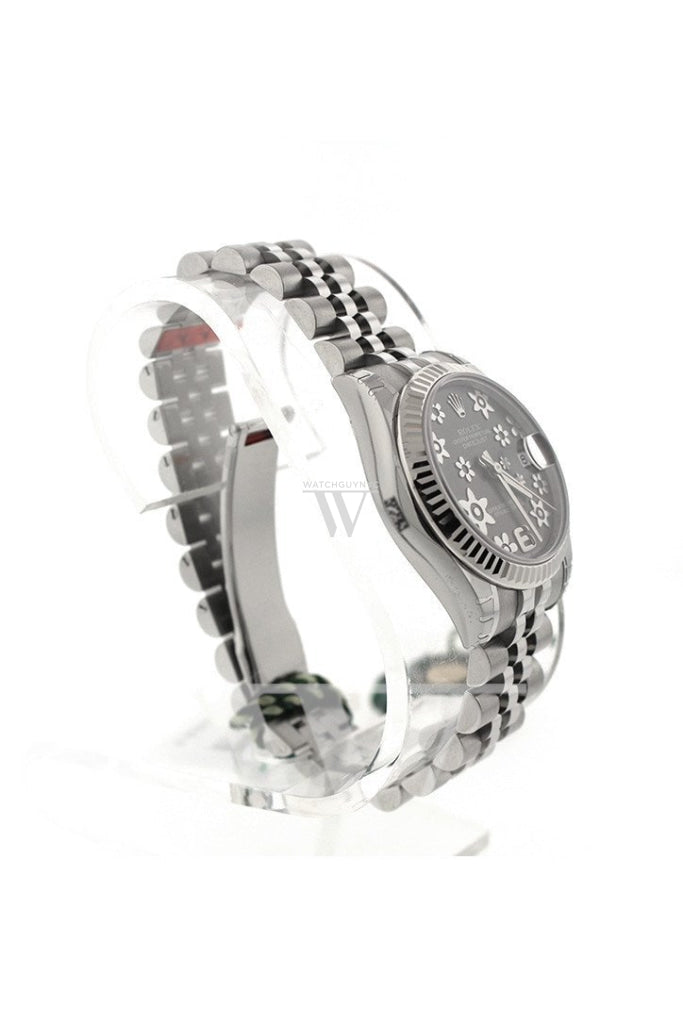 Rolex Datejust 31 Dark Rhodium Floral Motif Dial White Gold Fluted Bezel Jubilee Ladies Watch 178274 Pre-owned
