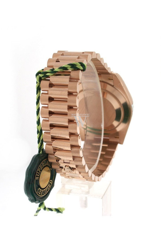 Rolex Day-Date 40 Olive Green Roman Dial Fluted Bezel 18K Everose gold President Automatic Men's Watch 228235