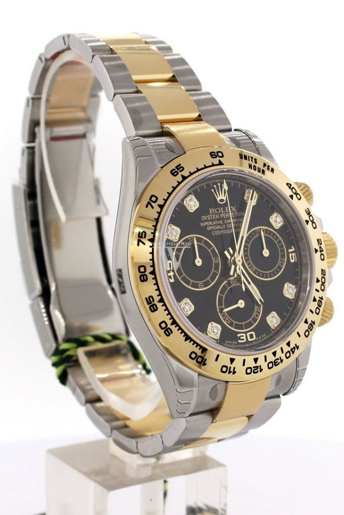 ROLEX Cosmograph Daytona Black Diamond Dial Steel 18K Yellow Gold Men's Watch 116503