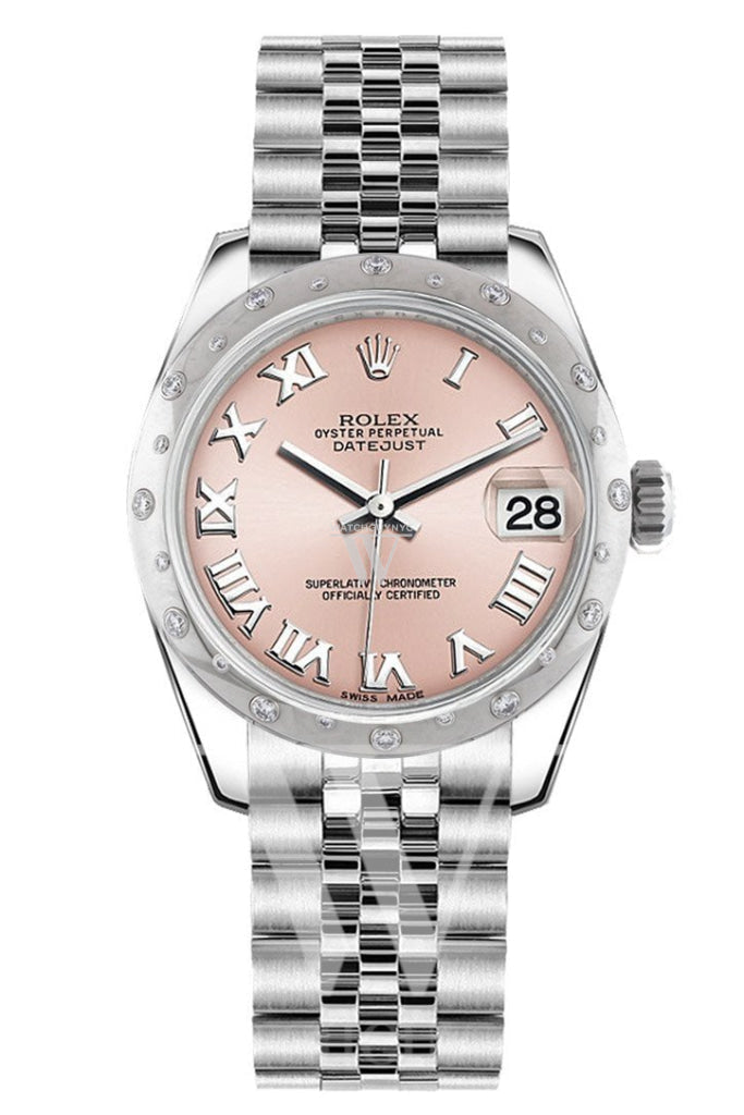 Rolex Datejust 31 Pink Roman Dial Dome set with Diamonds Bezel Jubilee Ladies Watch 178344 Pre-owned