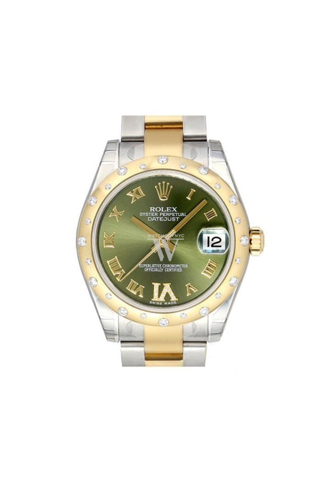 ROLEX Datejust 31 Olive Green Roman Diamond Dial Steel and 18K Yellow Gold Ladies Watch 178343 Pre-owned