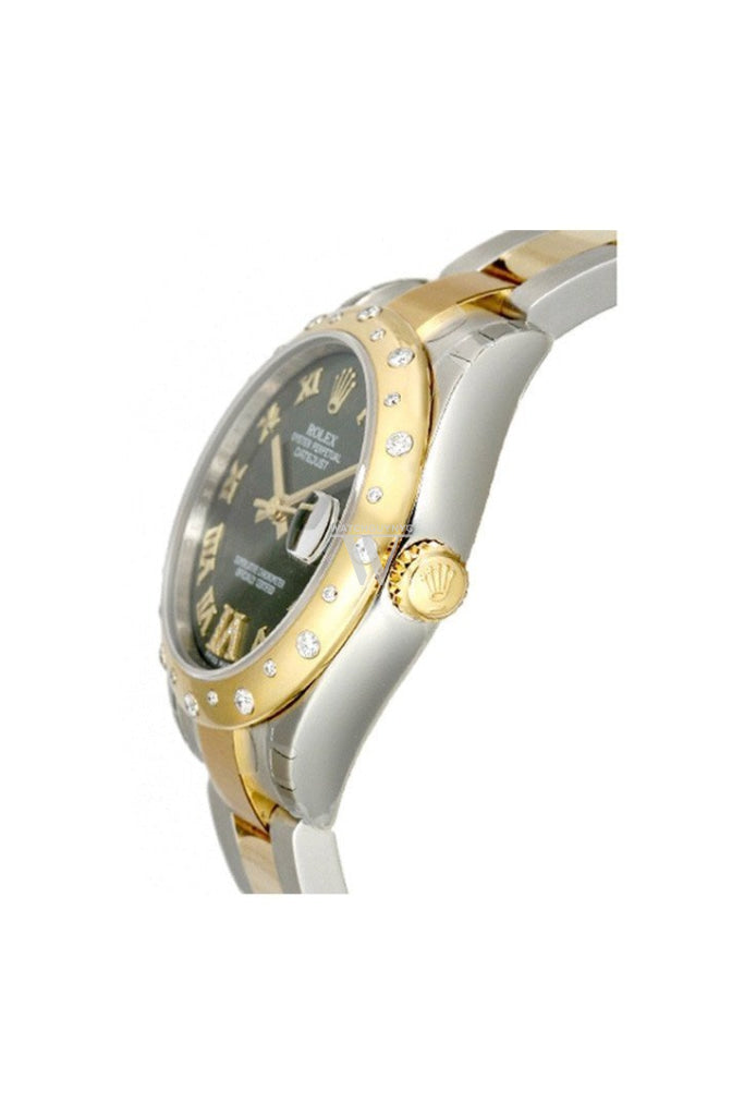 ROLEX Datejust 31 Olive Green Roman Diamond Dial Steel and 18K Yellow Gold Ladies Watch 178343 Pre-owned