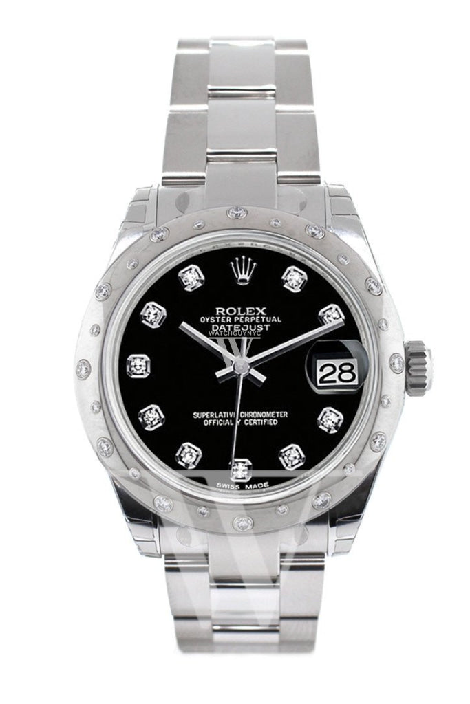 Rolex Datejust 31 Black Diamond Dial Dome set with Diamonds Bezel Ladies Watch 178344 Pre-owned