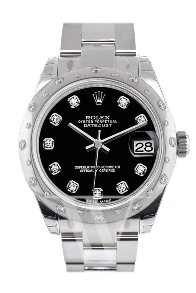 Rolex Datejust 31 Black Diamond Dial Dome set with Diamonds Bezel Ladies Watch 178344 Pre-owned