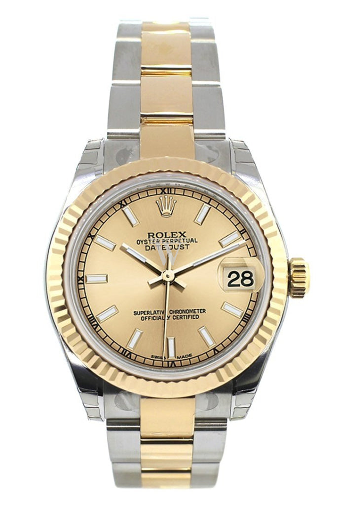 Rolex Datejust 31 Champagne Dial Fluted Bezel 18K Gold Two Tone Ladies Watch 178273 Pre-owned