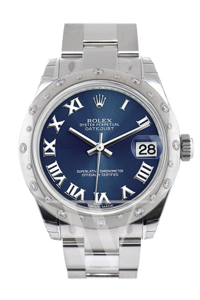 ROLEX Datejust 31 Blue Stainless Steel and 18K White Gold Ladies Watch 178344 Pre-owned