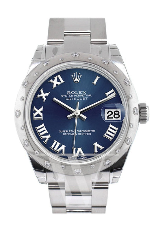 ROLEX Datejust 31 Blue Stainless Steel and 18K White Gold Ladies Watch 178344 Pre-owned