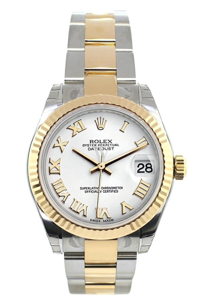 Rolex Datejust 31 White Roman Dial Fluted Bezel 18K Gold Two Tone Ladies 178273 Pre-owned