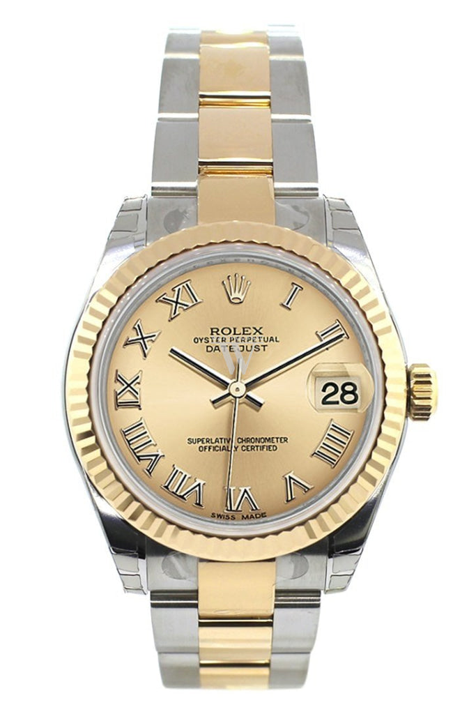 Rolex Datejust 31 Champagne Roman Dial Fluted Bezel 18K Gold Two Tone Ladies 178273 Pre-owned