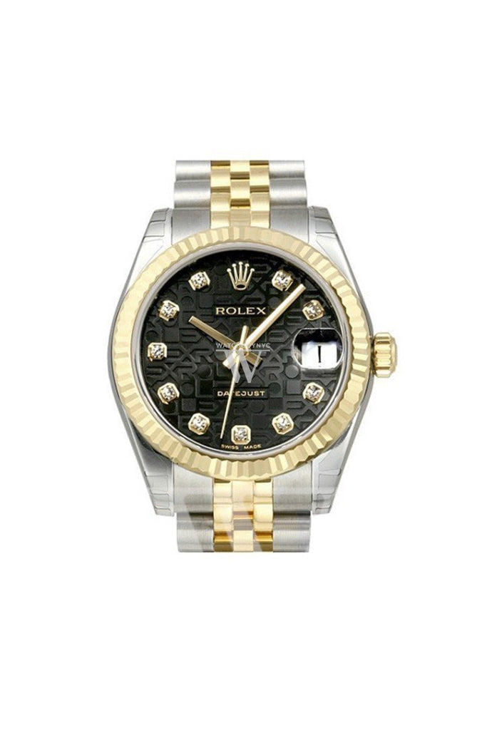 ROLEX Datejust 31 Black Jubilee Diamond Dial Steel and Yellow Gold Ladies Watch 178273 Pre-owned