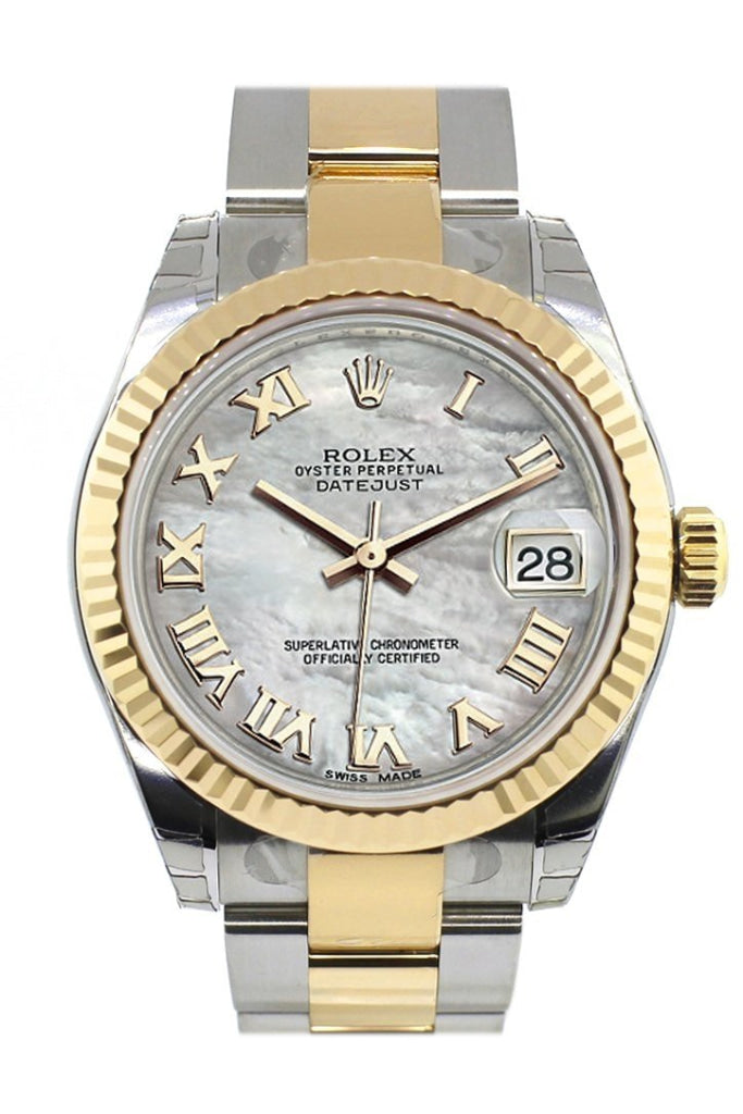 Rolex Datejust 31 Mother of Pearl Roman Dial Fluted Bezel 18K Gold Two Tone Ladies 178273 Pre-owned