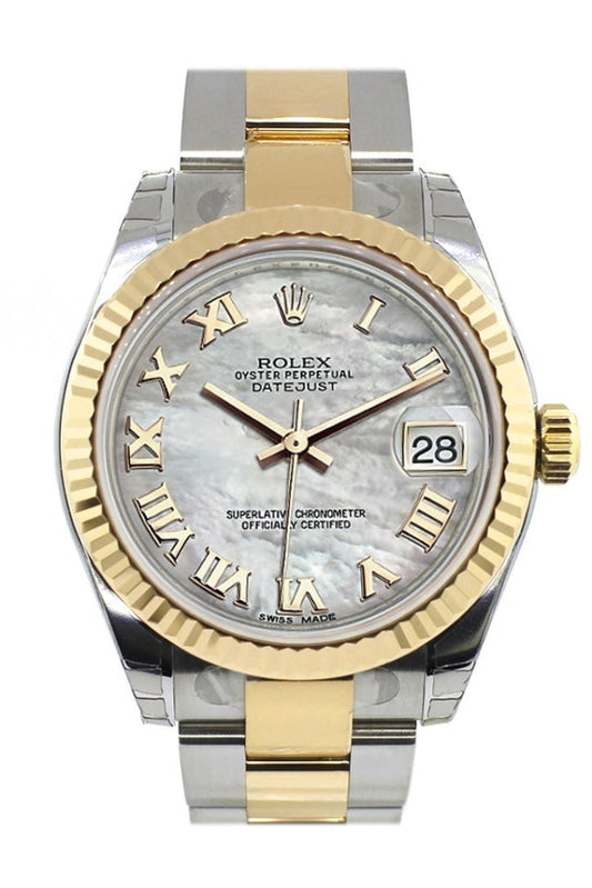 Rolex Datejust 31 Mother of Pearl Roman Dial Fluted Bezel 18K Gold Two Tone Ladies 178273 Pre-owned