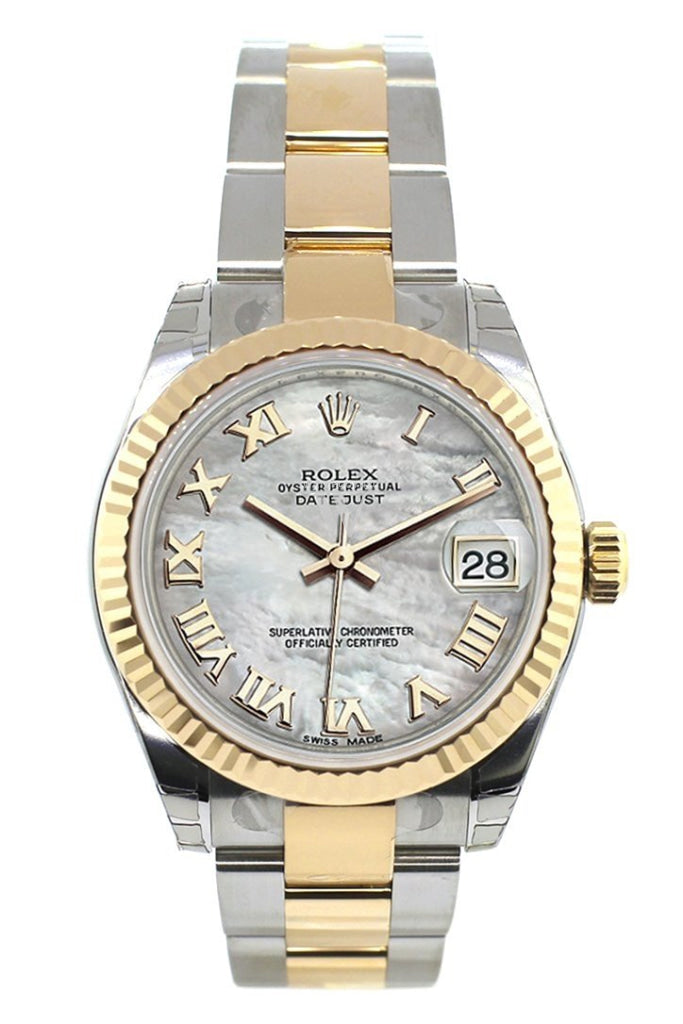 Rolex Datejust 31 Mother of Pearl Roman Dial Fluted Bezel 18K Gold Two Tone Ladies 178273 Pre-owned