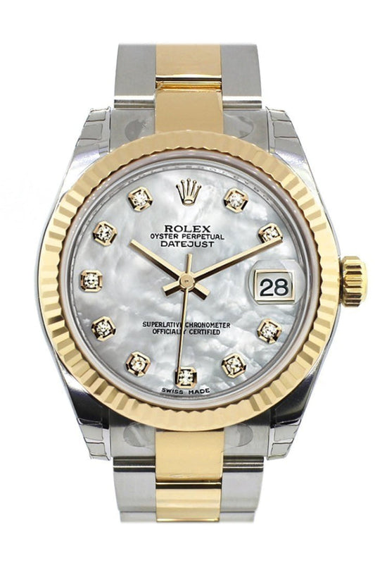 Rolex Datejust 31 Mother of Pearl Diamonds Dial Fluted Bezel 18K Gold Two Tone Ladies 178273 Pre-owned