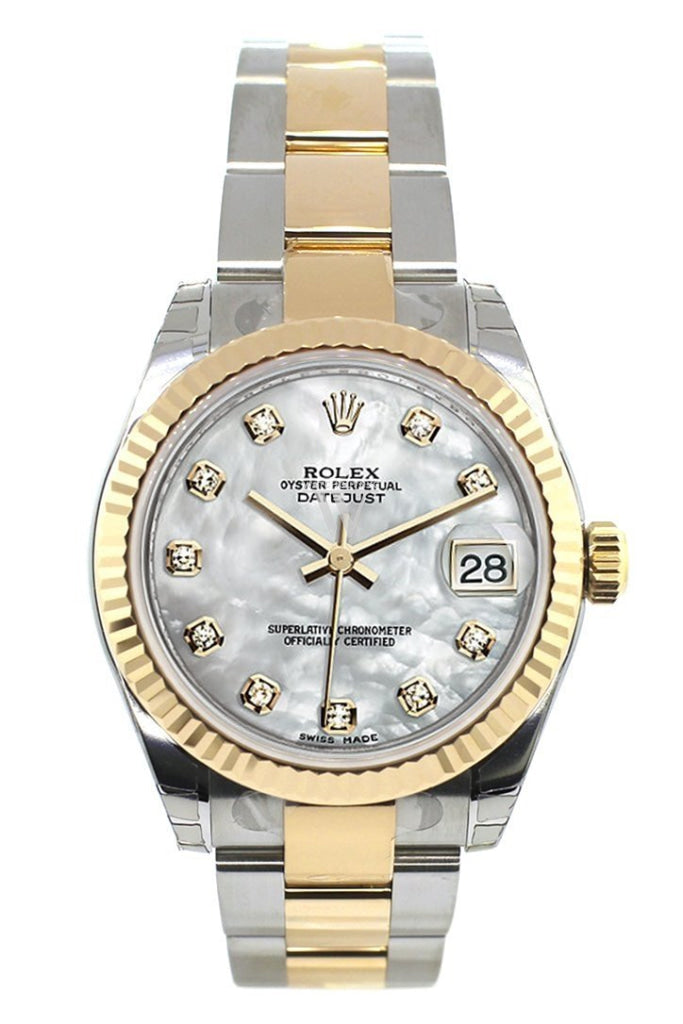 Rolex Datejust 31 Mother of Pearl Diamonds Dial Fluted Bezel 18K Gold Two Tone Ladies 178273 Pre-owned