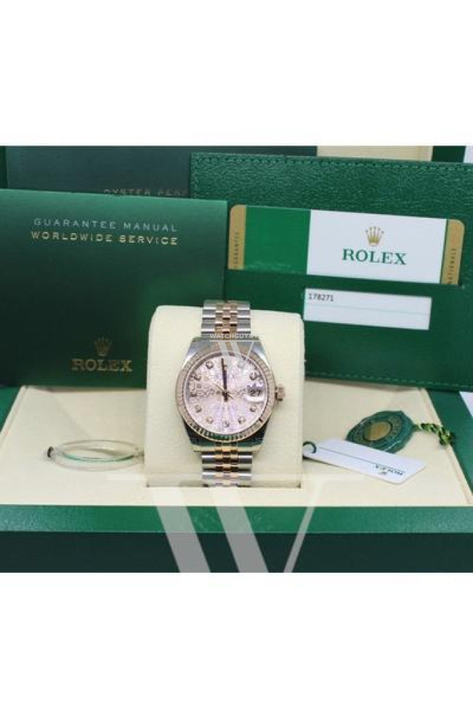 Rolex Datejust 31 Pink Jubilee Diamond Dial 18K Rose Gold Two Tone Ladies Watch 178271 Pre-owned