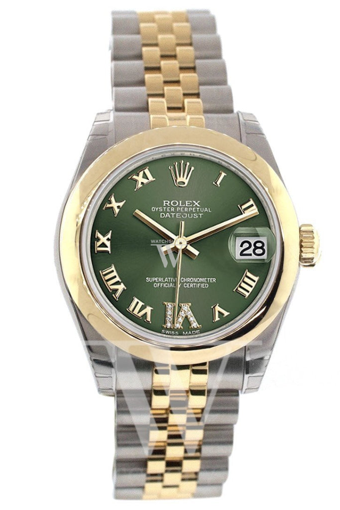 Rolex Datejust 31 Olive Green Large VI set with Diamonds Gold Jubilee Ladies 178243 Pre-owned