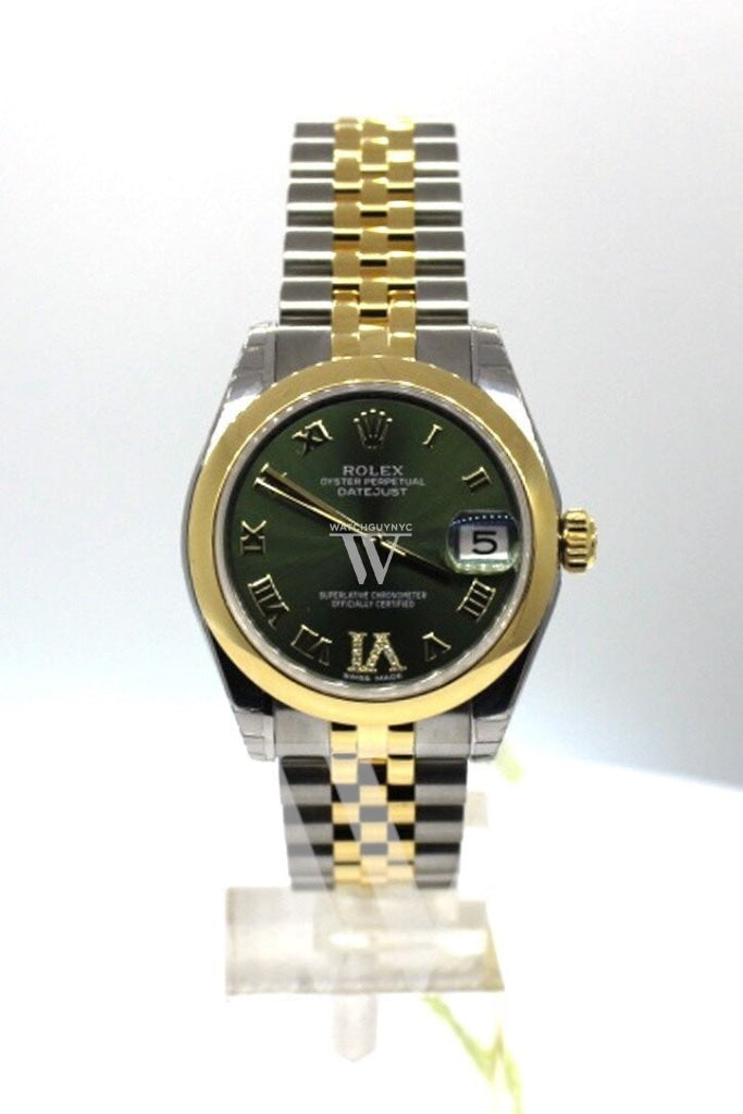 Rolex Datejust 31 Olive Green Large VI set with Diamonds Gold Jubilee Ladies 178243 Pre-owned