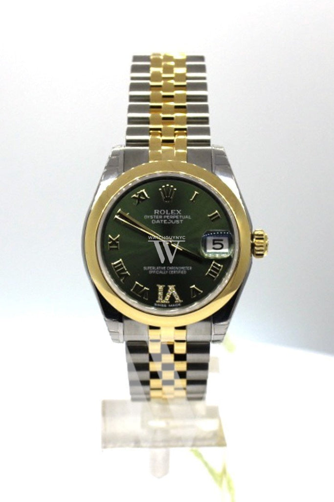 Rolex Datejust 31 Olive Green Large VI set with Diamonds Gold Jubilee Ladies 178243 Pre-owned