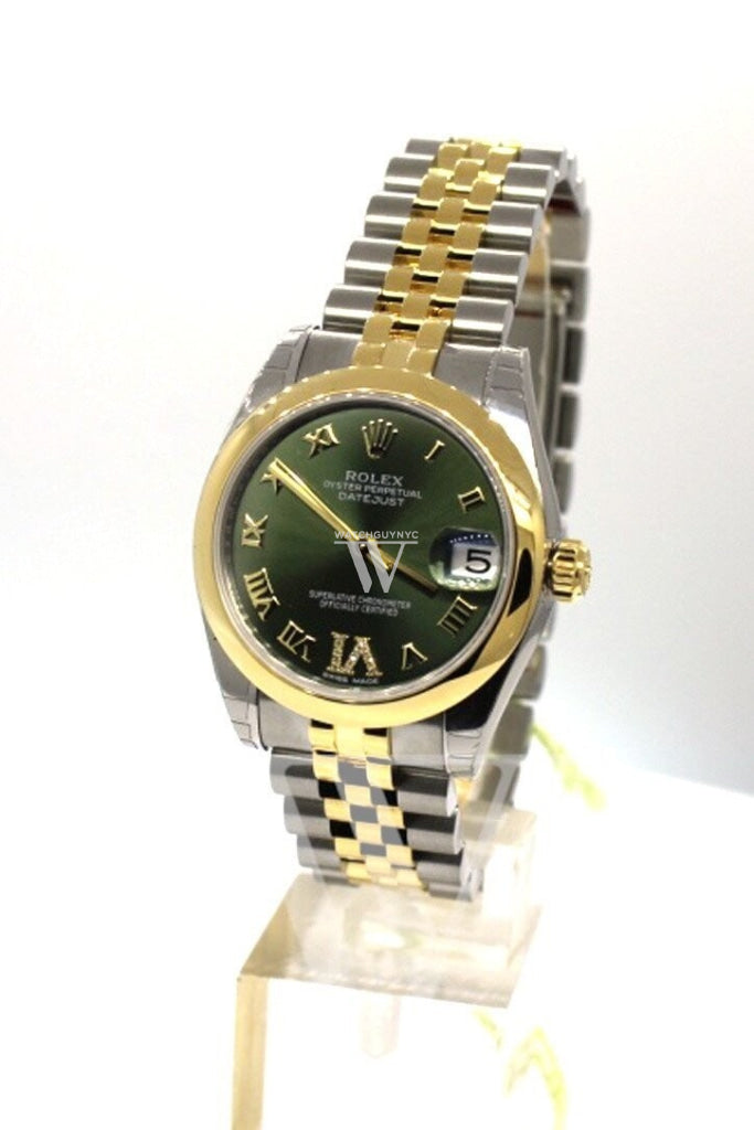 Rolex Datejust 31 Olive Green Large VI set with Diamonds Gold Jubilee Ladies 178243 Pre-owned