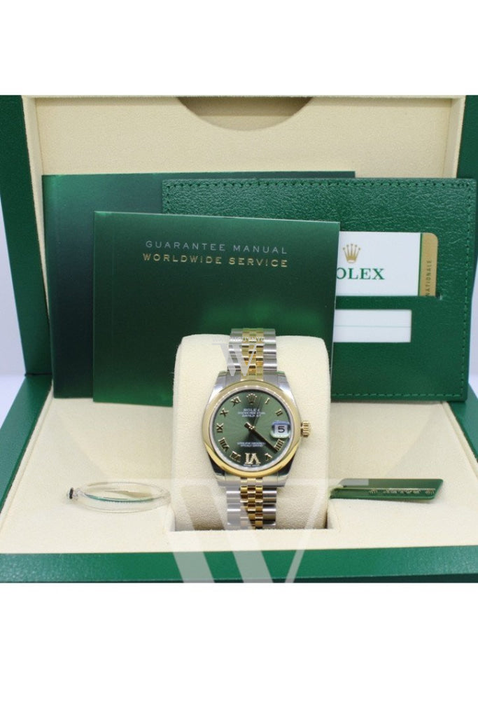 Rolex Datejust 31 Olive Green Large VI set with Diamonds Gold Jubilee Ladies 178243 Pre-owned